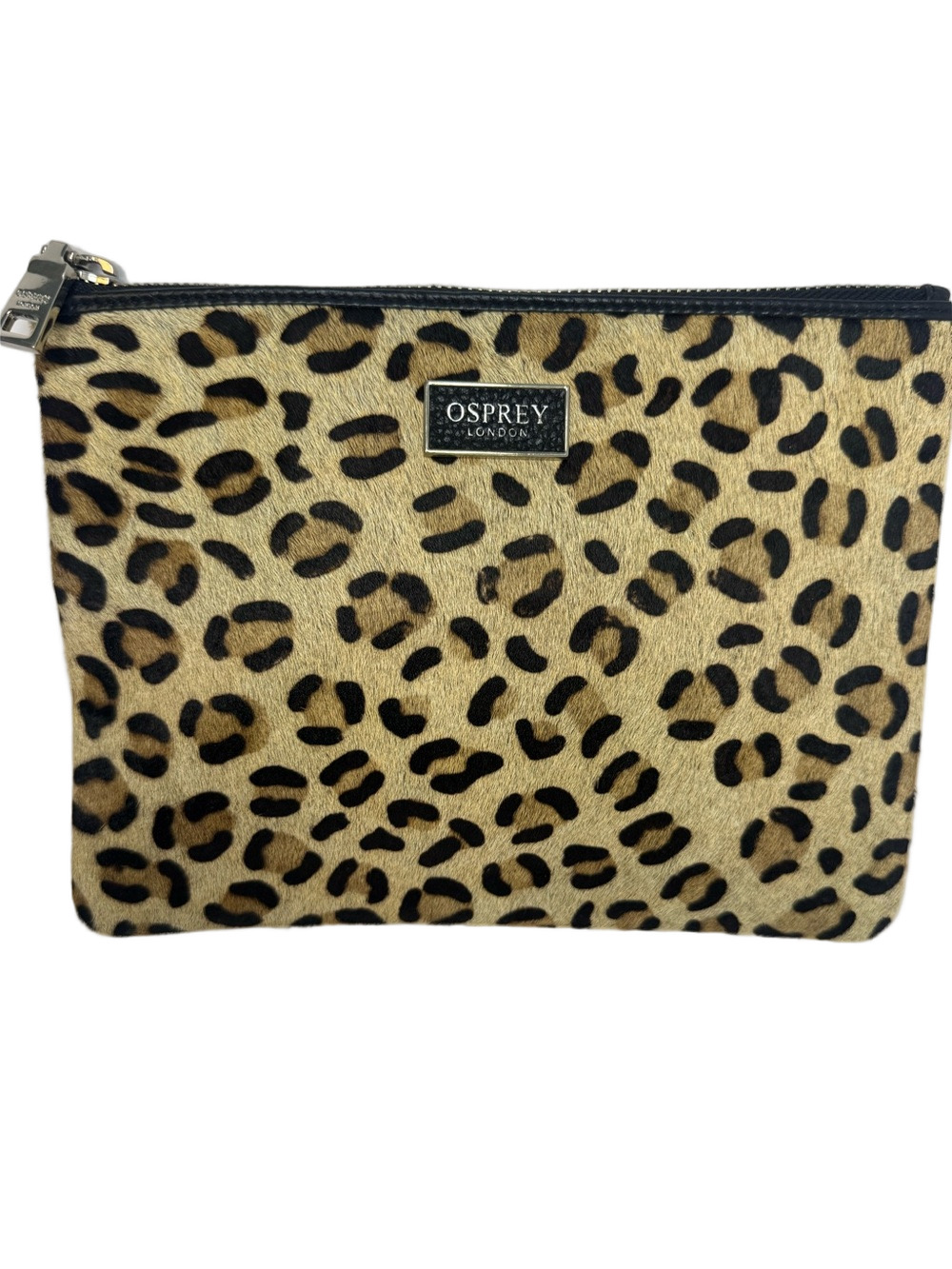 #360 Osprey London Olivia Leather Leopard Print Clutch